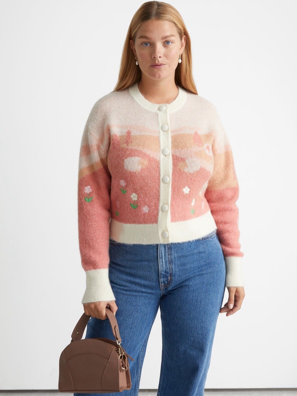 & other stories landscape jacquard cardigan